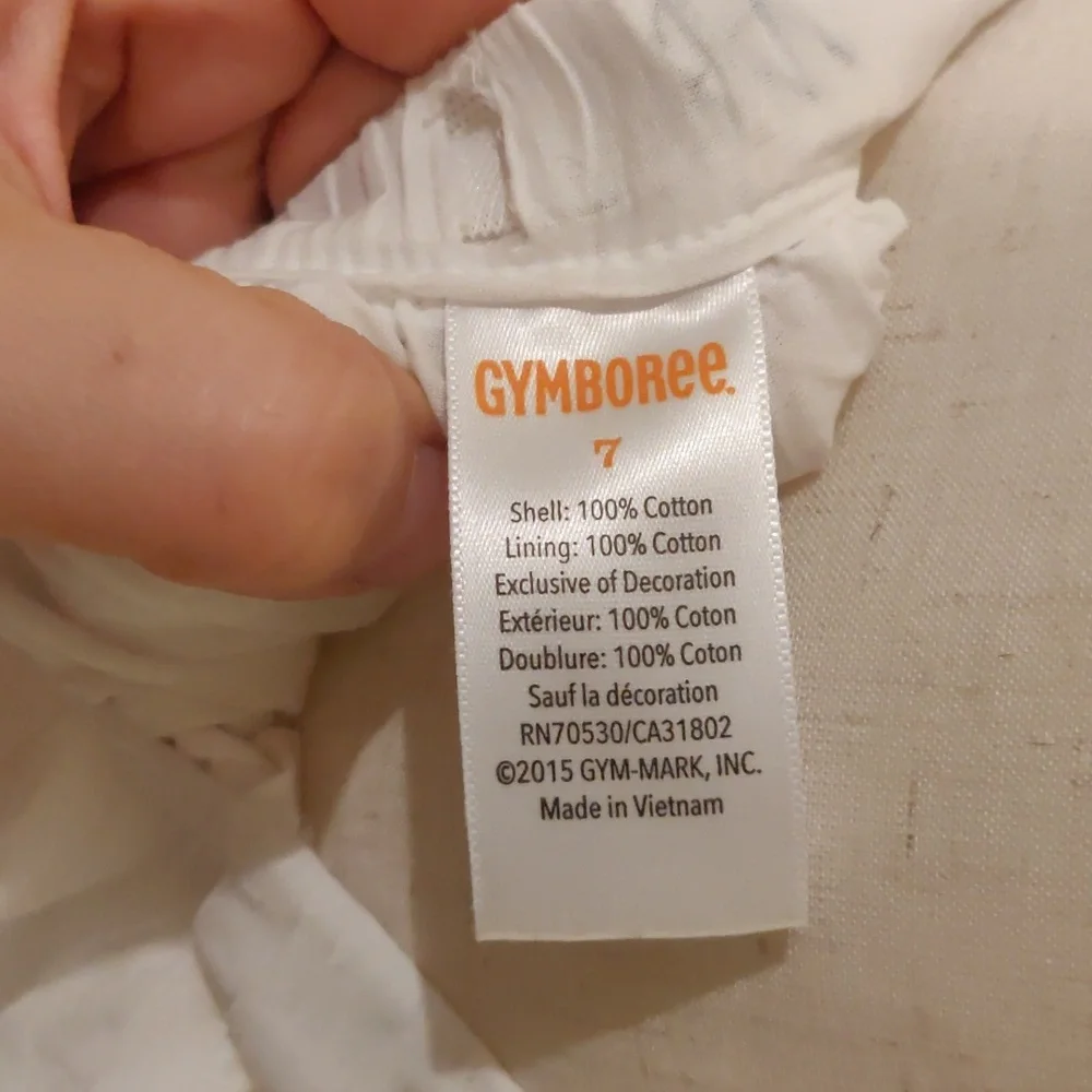 Gymboree white and gold bottom embroidered cotton skirt sz7